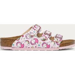 Birkenstock - Klapki dziecięce Florida Kids. Różowe sandały dziewczęce Birkenstock, ze skóry ekologicznej, bez zapięcia. Za 189,90 zł.