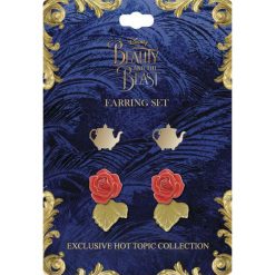Kolczyki damskie: Piękna i Bestia Roses and Tea Cups Kolczyki – Earpin złoty