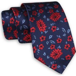 Granatowy Krawat w Kwiaty - Chattier KRCH1146. Czerwone krawaty męskie Chattier, w kwiaty, z tkaniny, eleganckie. Za 39,00 zł.