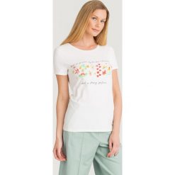 T-SHIRT ANGIO Weekend Max Mara. Białe t-shirty damskie Weekend Max Mara, s, z nadrukiem, z elastanu, z okrągłym kołnierzem. Za 239,40 zł.