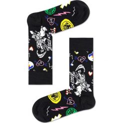 Happy Socks - Skarpetki x Linda & Johnny Ramone. Czarne skarpetki damskie Happy Socks, bez wzorów, z elastanu. W wyprzedaży za 49,90 zł.