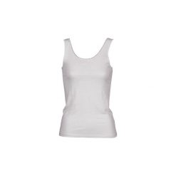 Topy na ramiączkach / T-shirty bez rękawów Majestic 701. Białe bluzki damskie Majestic, bez wzorów, bez kołnierzyka. W wyprzedaży za 412,30 zł.