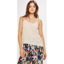 Answear - Top. Żółte bluzki damskie ANSWEAR, s, bez wzorów, z wiskozy, casualowe, z okrągłym kołnierzem, bez rękawów. W wyprzedaży za 59,90 zł.
