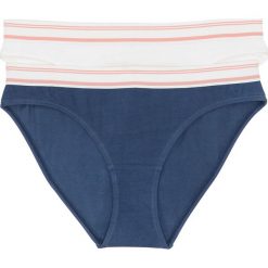 Figi (2 pary), bawełna organiczna bonprix biel wełny + jasny indygo. Białe majtki damskie marki bonprix, z bawełny. Za 25,98 zł.