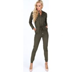 Elegancki kombinezon khaki 4098. Brązowe kombinezony damskie Fasardi, s, bez wzorów, eleganckie, bez kołnierzyka, bez rękawów. Za 129,00 zł.