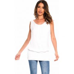Jedwabny top w kolorze białym. Białe topy damskie Silk Premium, s, bez wzorów, z jedwabiu, z okrągłym kołnierzem. W wyprzedaży za 128,95 zł.