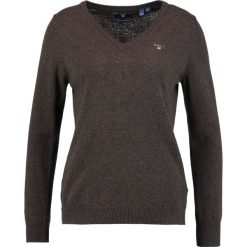 Swetry damskie: GANT EXTRAFINE VNECK Sweter brown melange
