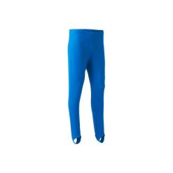 Spodnie z zapiętkami do męskiej gimnastyki sportowej. Czarne spodnie męskie DOMYOS, s, bez wzorów, z elastanu, sportowe. Za 49,99 zł.