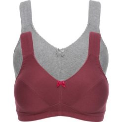 Biustonosz bez fiszbinów, bawełna organiczna bonprix szary melanż + jeżynowy. Szare biustonosze bonprix, bez wzorów, z bawełny. Za 55,98 zł.