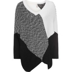 Sweter bonprix czarno-biel wełny. Czarne swetry damskie bonprix, bez wzorów, z wełny, bez rękawów, bez kaptura. Za 149,99 zł.