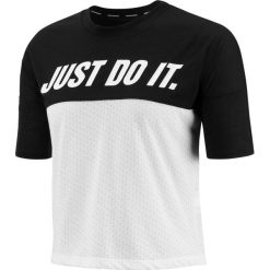 Koszulka Nike Tailwind Short-Sleeve Top W Biało-Czarna. Czarne topy damskie Nike, bez wzorów, z krótkim rękawem, do biegania, dri-fit (nike). Za 109,99 zł.