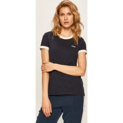 Tommy Jeans - T-shirt. Niebieskie bluzki damskie Tommy Jeans, s, z nadrukiem, z bawełny, casualowe, z okrągłym kołnierzem, z krótkim rękawem. Za 179,90 zł.