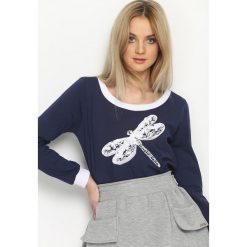 Bluzki damskie: Granatowa Bluzka Winged