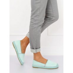 Espadryle zamszowe miętowe DABRIL. Zielone espadryle damskie FunKee.pl, bez wzorów, ze lnu, bez obcasa, na płaskiej podeszwie. Za 84,99 zł.