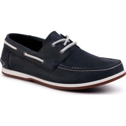 Mokasyny CLARKS - Pickwell Sail 261502347 Navy Leather. Niebieskie mokasyny męskie Clarks, ze skóry ekologicznej. W wyprzedaży za 379,00 zł.