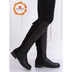 Oficerki grubo ocieplone czarne G3369A BLACK. Czarne kozaki damskie obuwie damskie, na zimę, z zamszu, klasyczne, bez obcasa, na zamek. Za 130,99 zł.