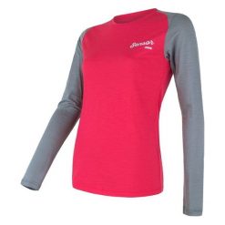 Sensor Koszulka Damska Merino Active Pt Logo Magenta/Szary S. Czerwone bluzki sportowe damskie marki Sensor, s, z wełny, z długim rękawem. Za 229,00 zł.