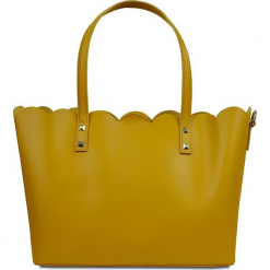 Skórzany shopper bag "Adelie" w kolorze żółtym - 31 x 24 x 16 cm. Żółte shopper bag damskie Spécial maroquinerie, z materiału. W wyprzedaży za 272,95 zł.