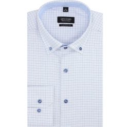 Koszula bexley 2093 długi rękaw custom fit niebieski. Niebieskie koszule męskie Recman, m, bez wzorów, bez kołnierzyka, z długim rękawem. Za 149,00 zł.