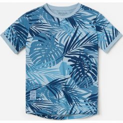 Bawełniany t-shirt ze wzorem - Niebieski. Niebieskie t-shirty damskie Reserved, bez wzorów, z bawełny, bez kołnierzyka. W wyprzedaży za 12,99 zł.