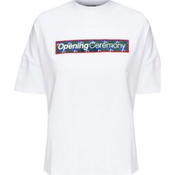T-shirt OPENING CEREMONY. Białe bluzki damskie Opening Ceremony, z nadrukiem, z bawełny, z okrągłym kołnierzem. W wyprzedaży za 446,00 zł.
