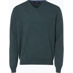 Andrew James - Sweter męski z czystego kaszmiru, zielony. Zielone swetry męskie marki Andrew James, m, bez wzorów, z kaszmiru, eleganckie, z dekoltem w serek, bez kaptura. Za 199,95 zł.