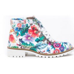 Botki - skóra naturalna - model 476 - kolor kwiatek. Szare botki damskie Zapato, na zimę, z jeansu, eleganckie, za kostkę, bez obcasa, na obcasie, na sznurówki. Za 399,00 zł.