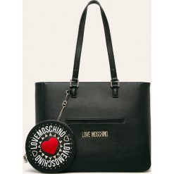 Love Moschino - Torebka. Czarne torby damskie na zakupy Love Moschino, z aplikacjami, ze skóry ekologicznej, na ramię, duże, z aplikacjami. W wyprzedaży za 769,90 zł.