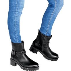 Botki damskie Abloom X9111 Czarne. Czarne botki damskie ABLOOM, z tworzywa sztucznego, bez obcasa, na obcasie, na zamek. Za 89,00 zł.