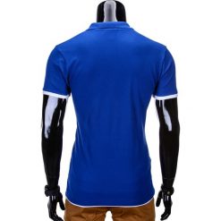 KOSZULKA MĘSKA POLO BEZ NADRUKU S758 - NIEBIESKA. Niebieskie koszulki męskie Ombre Clothing, s, z nadrukiem, klasyczne, bez rękawów. Za 24,99 zł.