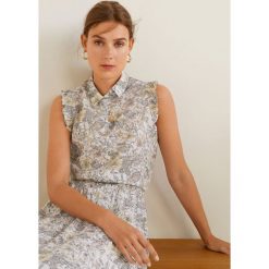 Mango - Bluzka Vilma. Białe bluzki damskie Mango, xs, w kwiaty, z bawełny, bez kołnierzyka, bez rękawów. W wyprzedaży za 49,90 zł.
