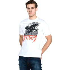 Diesel Just Koszulka Biały. Białe podkoszulki męskie Diesel, l, z nadrukiem, z bawełny, bez kołnierzyka, krótkie. Za 188,95 zł.