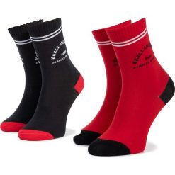Zestaw 2 par wysokich skarpet damskich KARL LAGERFELD - 96KW6001 Black/Chili 905. Czerwone skarpetki damskie KARL LAGERFELD, bez wzorów, z bawełny. W wyprzedaży za 169,00 zł.