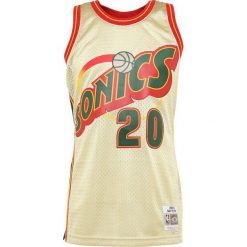 Mitchell & Ness NBA SEATTLE SUPERSONICS GARY PAYTON GOLD SWINGMAN Top gold. Żółte koszulki męskie Mitchell & Ness, xl, bez wzorów, z poliesteru, sportowe, bez kołnierzyka, bez rękawów. Za 379,00 zł.
