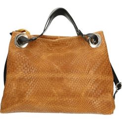 Torebki klasyczne damskie: Skórzana torebka w kolorze jasnobrązowym – 38 x 28 x 10 cm