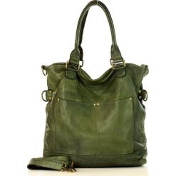 MARCO MAZZINI Torebka skórzana vintage shopper z dwoma kieszeniami pelle lavata zielona. Zielone torby damskie na zakupy MAZZINI, w paski, ze skóry, vintage, bez dodatków. W wyprzedaży za 499,00 zł.