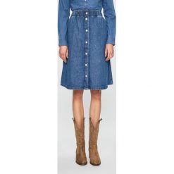 Levi's - Spódnica. Niebieskie spódniczki damskie Levi's®, na co dzień, s, bez wzorów, z bawełny, casualowe, z podwyższonym stanem, midi, rozkloszowane. W wyprzedaży za 149,90 zł.