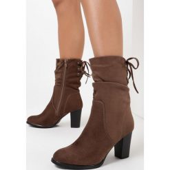 Khaki Botki Fyseryss. Brązowe botki damskie Born2be, bez obcasa, na obcasie, bez zapięcia. Za 139,99 zł.