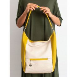 Torebka damska shopper bag worek 0007 żółto beżowa - Żółty. Żółte torby damskie na zakupy w paski, z jeansu, eleganckie, duże. Za 69,99 zł.