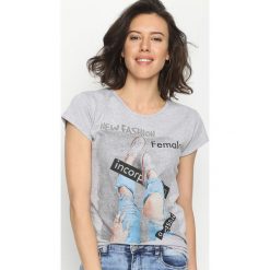 Szary T-shirt Female Rights. Szare bluzki damskie Born2be, m. Za 9,99 zł.
