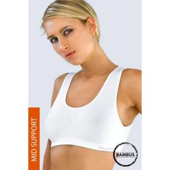Biustonosz Bamboo bezszwowy z szerokimi ramiączkami. Szare biustonosze sportowe damskie marki Astratex, z materiału. Za 38,99 zł.