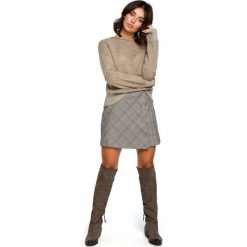 Jasnobrązowy Kimonowy Sweter z Kontrastowymi Mankietami. Brązowe swetry oversize damskie marki Molly.pl, uniwersalny, z dzianiny. Za 105,90 zł.