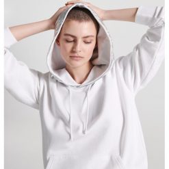 Bluzy rozpinane damskie: Bluza ze srebrnym kapturem - Biały