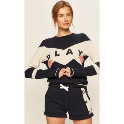 Only Play - Bluza. Niebieskie bluzy damskie Only Play, s, z nadrukiem, z bawełny, bez rękawów, bez kaptura. Za 129,90 zł.