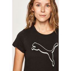 Puma - T-shirt. Czarne bluzki damskie Puma, s, z nadrukiem, z bawełny, z okrągłym kołnierzem. W wyprzedaży za 79,90 zł.