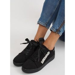 Buty sportowe z perełkami 7173 Black. Czarne buty sportowe damskie obuwie damskie, z satyny. Za 40,17 zł.