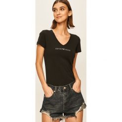 Emporio Armani - T-shirt. Białe bluzki damskie Emporio Armani, s, z aplikacjami, z elastanu, casualowe, bez kołnierzyka. Za 219,90 zł.