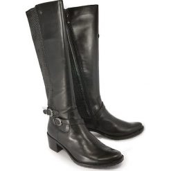 CAPRICE 25545-23 022 black nappa, kozaki damskie. Czarne kozaki damskie Caprice, z tkaniny, bez obcasa, na obcasie, na zamek. Za 499,90 zł.