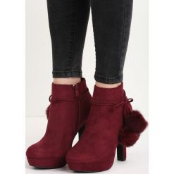 Bordowe Botki Kick The Wind. Czerwone botki damskie lity Born2be, na wysokim obcasie, na zamek. Za 64,99 zł.