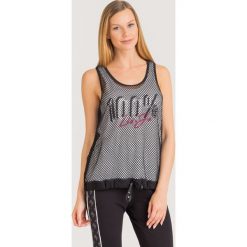 TOP Liu Jo Sport. Czarne topy damskie Liu Jo Sport, s, z nadrukiem, z okrągłym kołnierzem. Za 239,40 zł.
